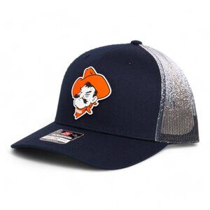 OSU Cowboys Pistol Pete Snapback Trucker Hat- Navy/ Navy to White